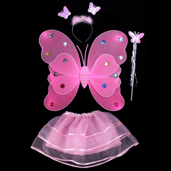 4pcs kids girls fairy princess costume sets colorful stage wear butterfly wings wand headband tutu skirts ds9, White
4pcs kids girls fairy princess costume sets colorful stage wear butterfly wings wand headband tutu skirts ds9, White