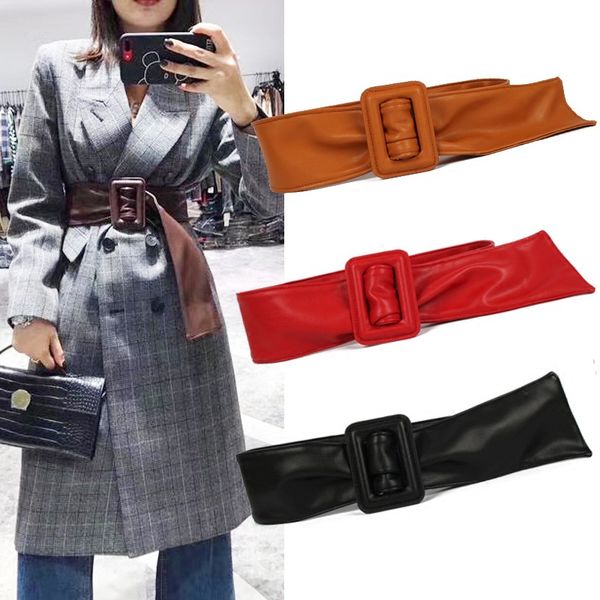 square buckle belt leather wide belts for women femme of marque luxe waistband decorate dress coat sweater belt waist seal, Black;brown
square buckle belt leather wide belts for women femme of marque luxe waistband decorate dress coat sweater belt waist seal, Black;brown