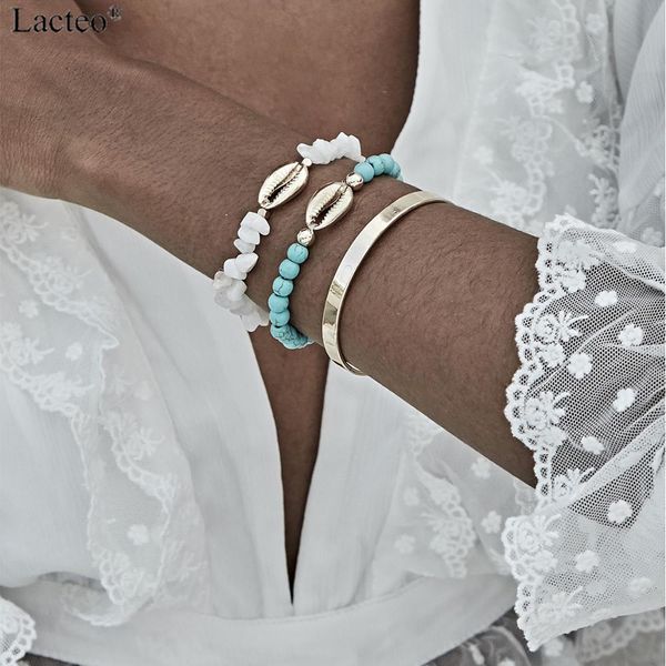 lacteo 3 pcs/set bohemian natural stones chain bracelet bangle statement golden alloy sea shell charm bracelet female jewelry, Black
lacteo 3 pcs/set bohemian natural stones chain bracelet bangle statement golden alloy sea shell charm bracelet female jewelry, Black