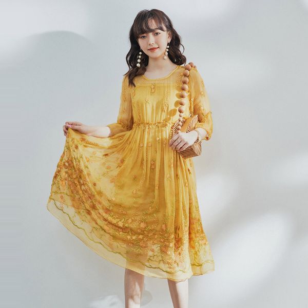 casual dresses crossmio french fairy flower dress 2021 round neck quality sennv style fried silk, Black;gray
casual dresses crossmio french fairy flower dress 2021 round neck quality sennv style fried silk, Black;gray