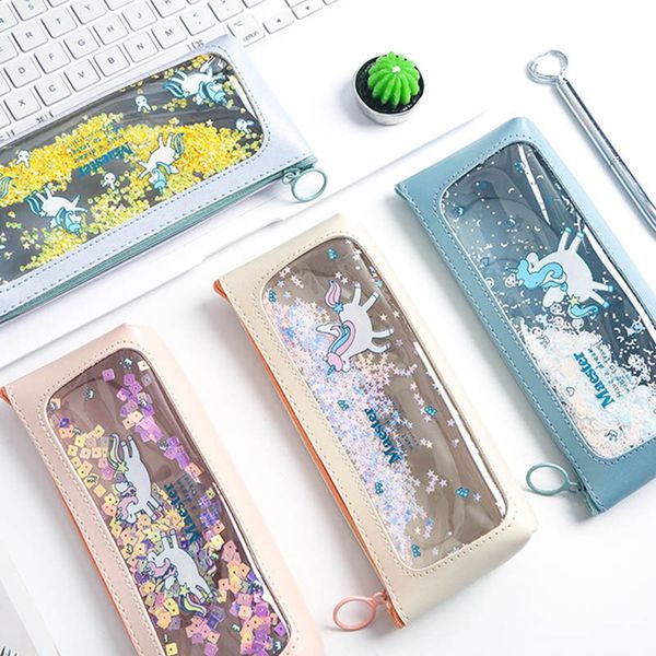 lovely unicorn oil sandpaper sequin transparent pencil bag soft stationery pen pouch kid gift office school supplies
lovely unicorn oil sandpaper sequin transparent pencil bag soft stationery pen pouch kid gift office school supplies