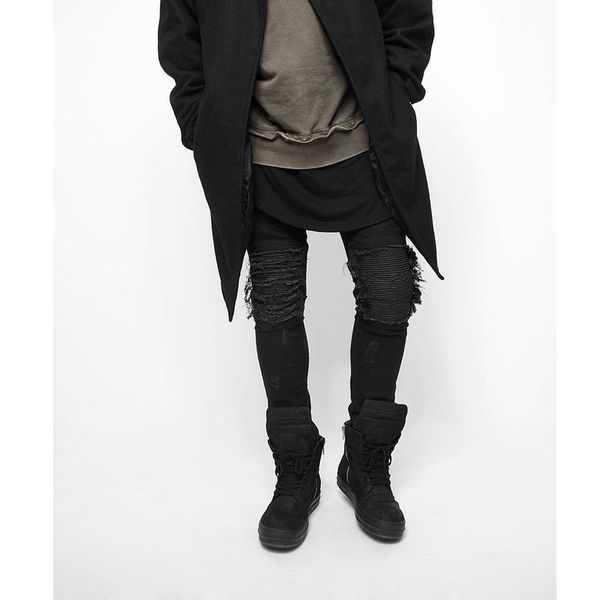 new mens ripped jeans hiphop streetwear pants cotton black slim fit motorcycle jeans men vintage distressed denim, Blue
new mens ripped jeans hiphop streetwear pants cotton black slim fit motorcycle jeans men vintage distressed denim, Blue