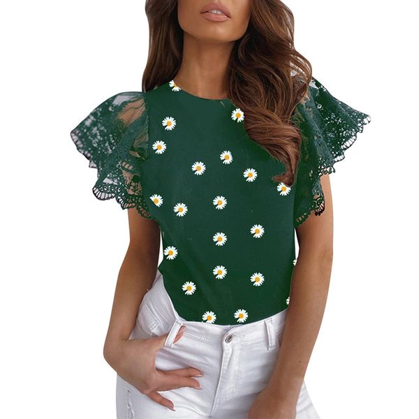 vicabo women's t-shirts summer 2020 floral printed casual lace sleeve ladies casual t shirt women clothes, White
vicabo women's t-shirts summer 2020 floral printed casual lace sleeve ladies casual t shirt women clothes, White