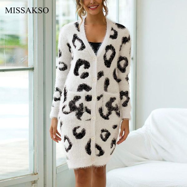 missakso casual leopard print long cardigan women mohair pockets oversize autumn winter ladies knitted sweater coat femme, White
missakso casual leopard print long cardigan women mohair pockets oversize autumn winter ladies knitted sweater coat femme, White