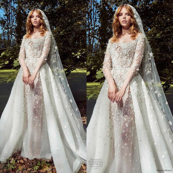 zuhair murad mermaid wedding dresses with detachable train scoop long sleeve appliques bridal gowns garden vestido de novia, White
zuhair murad mermaid wedding dresses with detachable train scoop long sleeve appliques bridal gowns garden vestido de novia, White