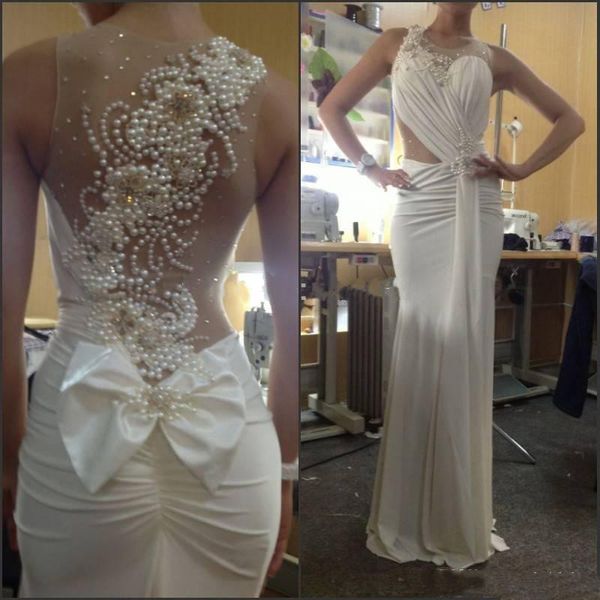 sheer neck scalloped sleeveless mermaid wedding dress see though back with pearls flower custom made wedding dresses vestidos de noiva, White
sheer neck scalloped sleeveless mermaid wedding dress see though back with pearls flower custom made wedding dresses vestidos de noiva, White