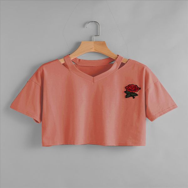 2020aa v-neck rose navel short 2020aa v-neck embroidery t-shirt embroidery rose navel short t-shirt, White
2020aa v-neck rose navel short 2020aa v-neck embroidery t-shirt embroidery rose navel short t-shirt, White