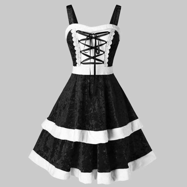 womens plus size lace up velvet christmas dress ropa de mujer de fiestas #y2, Black;gray
womens plus size lace up velvet christmas dress ropa de mujer de fiestas #y2, Black;gray
