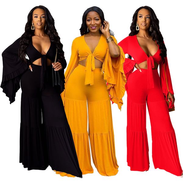 18yx9151 women's fall new casual solid color ruffle large horn sleeve pants two piece suit with belt fashion printed trousers, White
18yx9151 women's fall new casual solid color ruffle large horn sleeve pants two piece suit with belt fashion printed trousers, White