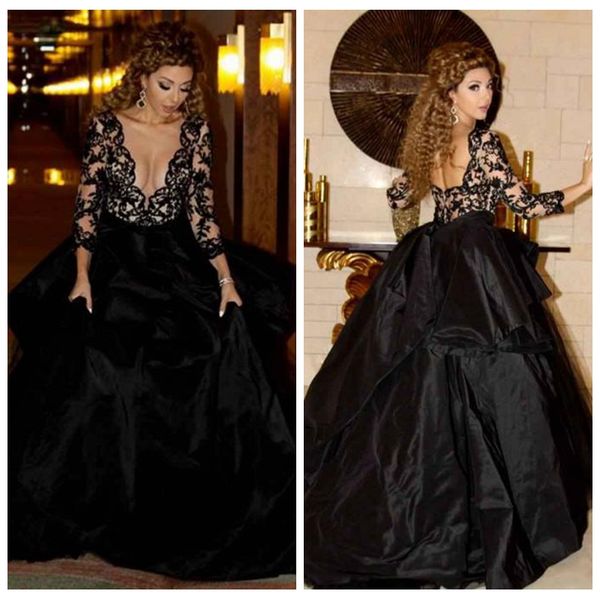 2019 black plugging v neck ball gown prom dresses formal evening dress long sleeves taffeta celebrity gowns black lace appliques top
2019 black plugging v neck ball gown prom dresses formal evening dress long sleeves taffeta celebrity gowns black lace appliques top