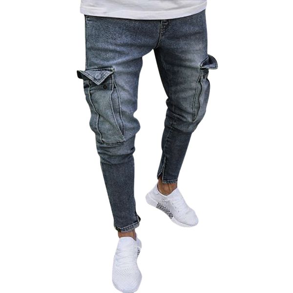 men's jeans trend knee hole zipper feet trousers ripped pocket jeans hole men streetwear, Blue
men's jeans trend knee hole zipper feet trousers ripped pocket jeans hole men streetwear, Blue