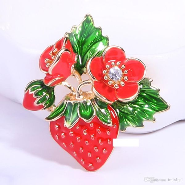 

fashion pop oil strawberry brooch oyster sauce alloy fruit brooch clothes brooch jewelry accessories good-looking style, Gray