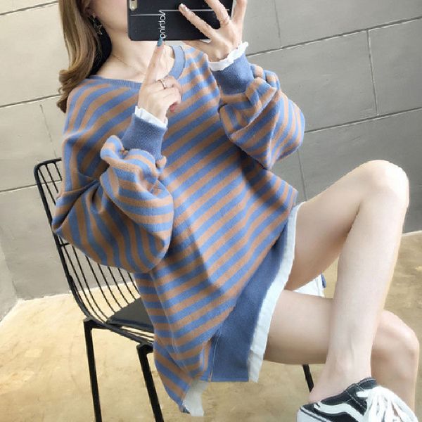 spring and autumn new korean version of size stripe cover head long sleeve round collar false two hoodies female tide jacket, Black
spring and autumn new korean version of size stripe cover head long sleeve round collar false two hoodies female tide jacket, Black