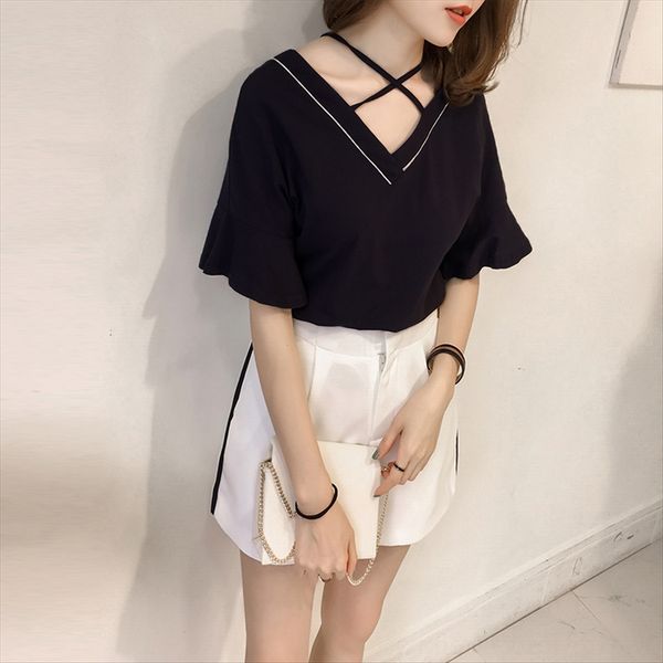solid color v-neck t-shirt women's ins short-sleeved summer clothes 2020 loose shoulder-length trumpet sleeve careful jacket horn jacke, White
solid color v-neck t-shirt women's ins short-sleeved summer clothes 2020 loose shoulder-length trumpet sleeve careful jacket horn jacke, White