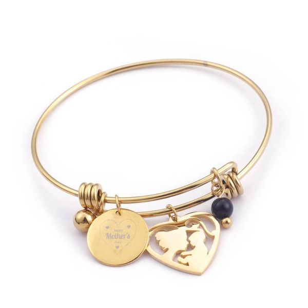 mother's day bangles for women mother 64mm inner gold silver stainless steel kiss kids style cute mom's gift, Black
mother's day bangles for women mother 64mm inner gold silver stainless steel kiss kids style cute mom's gift, Black