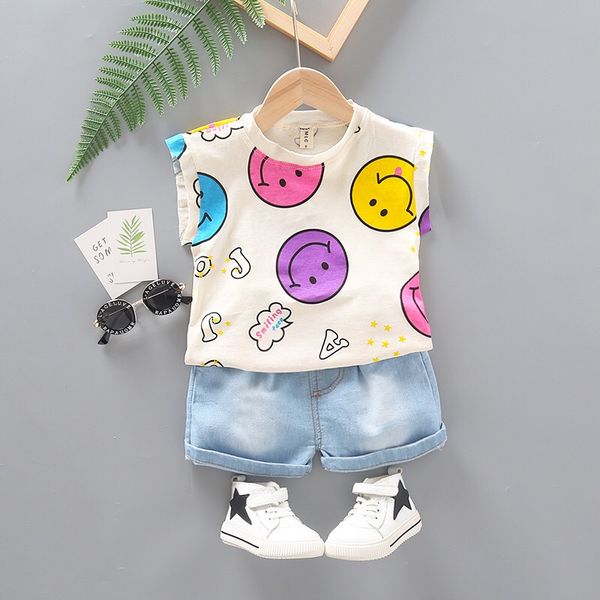 newborn baby girls' clothes summer outfits sets t-shirt + denim shorts suit for infant baby girls clothing pullover overalls set, White
newborn baby girls' clothes summer outfits sets t-shirt + denim shorts suit for infant baby girls clothing pullover overalls set, White