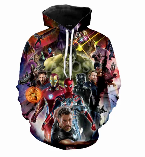 

2019 marvel avengers endgame iron man captain america 3d printed hoodies women men 3d print pullovers outerwear casual a356, Black