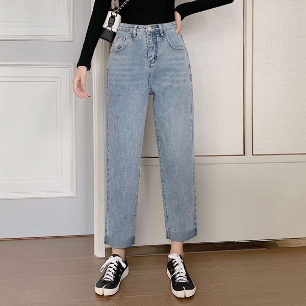 jeans women straight loose simple fashion high waist wild curled nine points harem pants new 2020, Blue
jeans women straight loose simple fashion high waist wild curled nine points harem pants new 2020, Blue