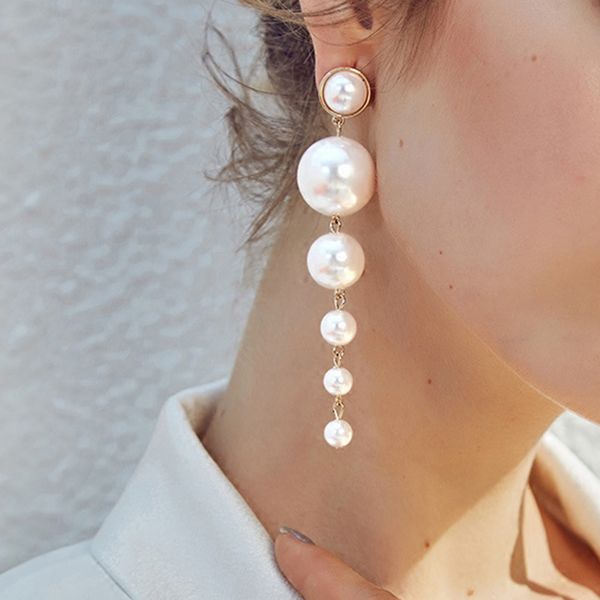 1 pair big pearl long earrings pearls string statement drop dangle earrings women girls wedding party gift, Silver
1 pair big pearl long earrings pearls string statement drop dangle earrings women girls wedding party gift, Silver