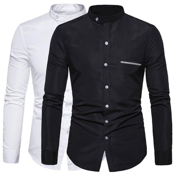 business polyester long sleeve mens shirts lapel neck solid mens with pockets fashion male clothing, White;black
business polyester long sleeve mens shirts lapel neck solid mens with pockets fashion male clothing, White;black