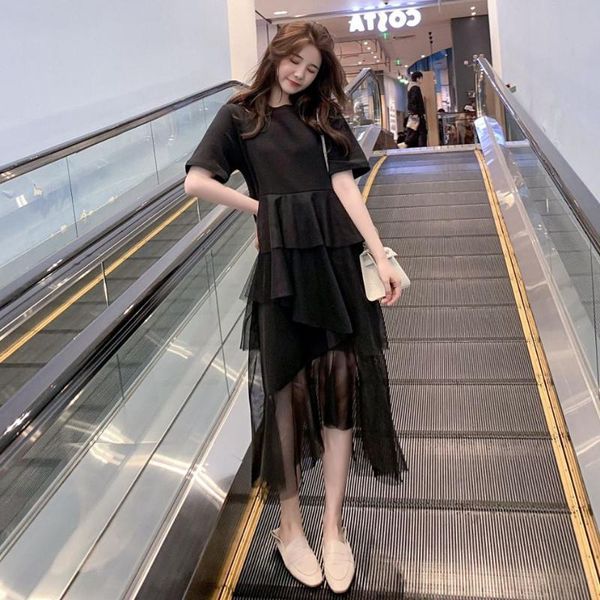 p shoot ins online celebrity irregular gauze joint t-shirt long skirts women's very fairy of cake flounced short-sleeve dres, White;black
p shoot ins online celebrity irregular gauze joint t-shirt long skirts women's very fairy of cake flounced short-sleeve dres, White;black