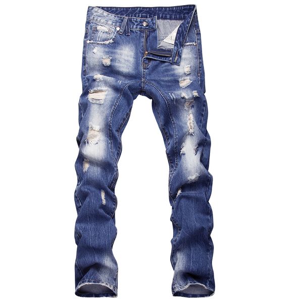 2019 new style men's jeans brushed faded washing foreign trade jeans large size pants mid-rise pants y1002, Blue
2019 new style men's jeans brushed faded washing foreign trade jeans large size pants mid-rise pants y1002, Blue