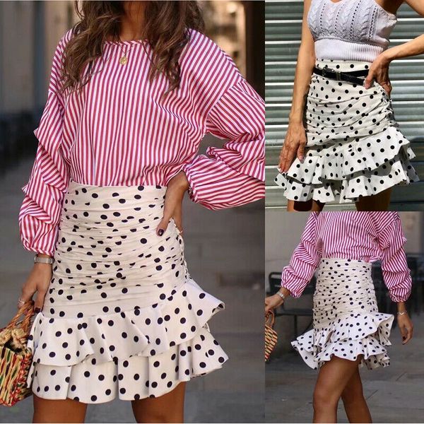 skirts 2021 elegant polka dot print women mini split skirt ruffled streetwear female spring summer holiday ladies, Black
skirts 2021 elegant polka dot print women mini split skirt ruffled streetwear female spring summer holiday ladies, Black