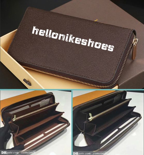 2020 fashion brand designer clutch genuine leather zippy luxury wallet with box dust bag 60015 60017 good price, Red;black
