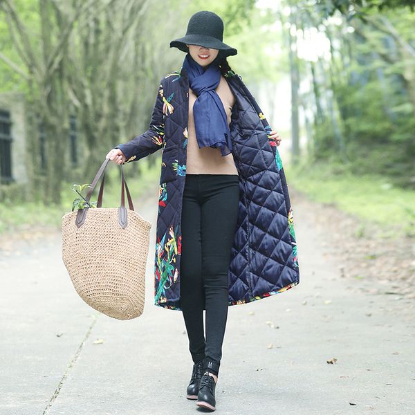 750 # p shoot 2018 winter new style literature and art ethnic-style plus cotton overcoat, Blue;black
750 # p shoot 2018 winter new style literature and art ethnic-style plus cotton overcoat, Blue;black