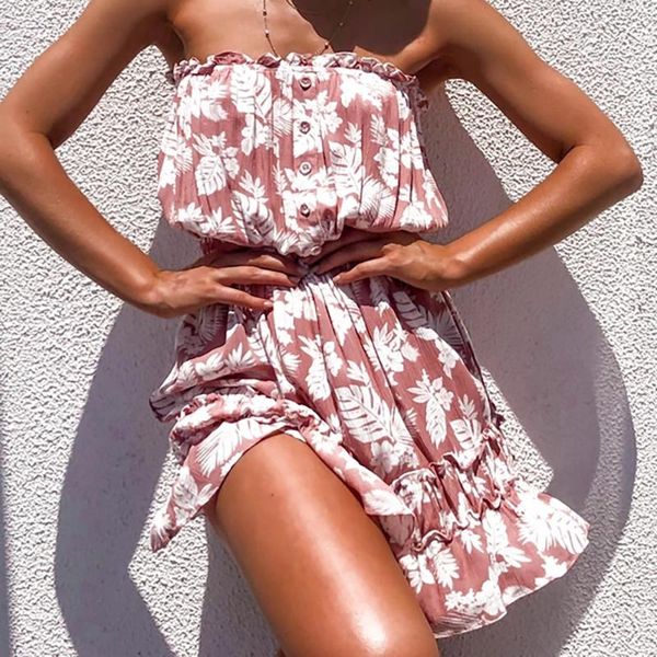 casual dresses off shoulder strapless women dress button sleeveless ruffle mini loose backless summer party, Black;gray
casual dresses off shoulder strapless women dress button sleeveless ruffle mini loose backless summer party, Black;gray
