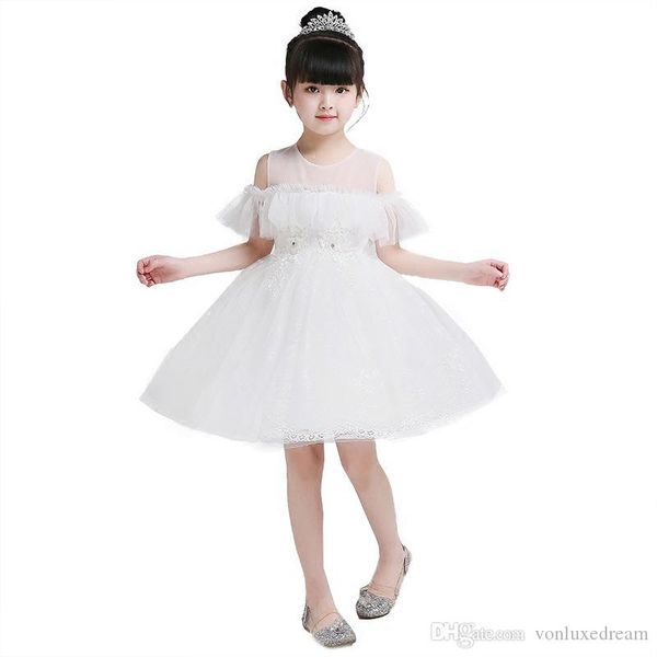 new spring summer white flower girl dresses for wedding custom made pageant dress sleeveless and appliques, White;blue
new spring summer white flower girl dresses for wedding custom made pageant dress sleeveless and appliques, White;blue