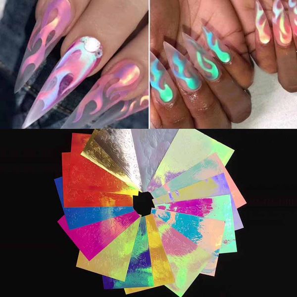 16 pieces of flame sticker nail sticker flame reflections tape adhesive foils diy decoration laser reflective nail cool, Black
16 pieces of flame sticker nail sticker flame reflections tape adhesive foils diy decoration laser reflective nail cool, Black