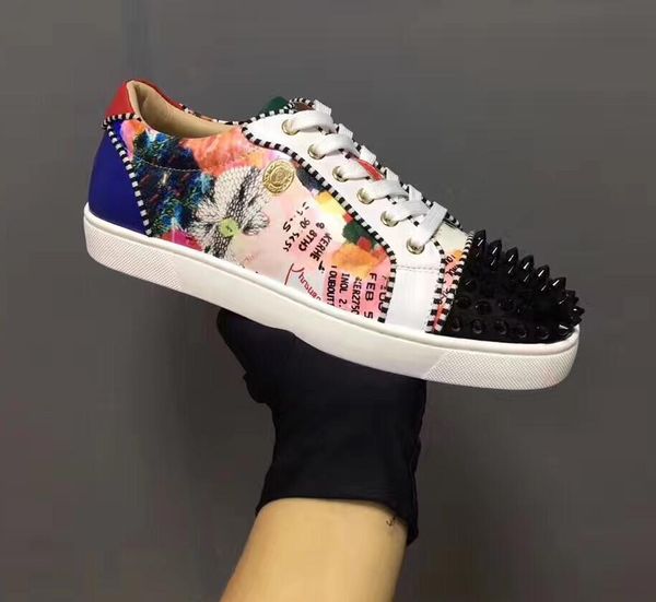 2019 spring new mens casual shoes red bottom white leather flats shoes luxury spikes fashion sneakers leisure footwear size 38-44, Black
2019 spring new mens casual shoes red bottom white leather flats shoes luxury spikes fashion sneakers leisure footwear size 38-44, Black