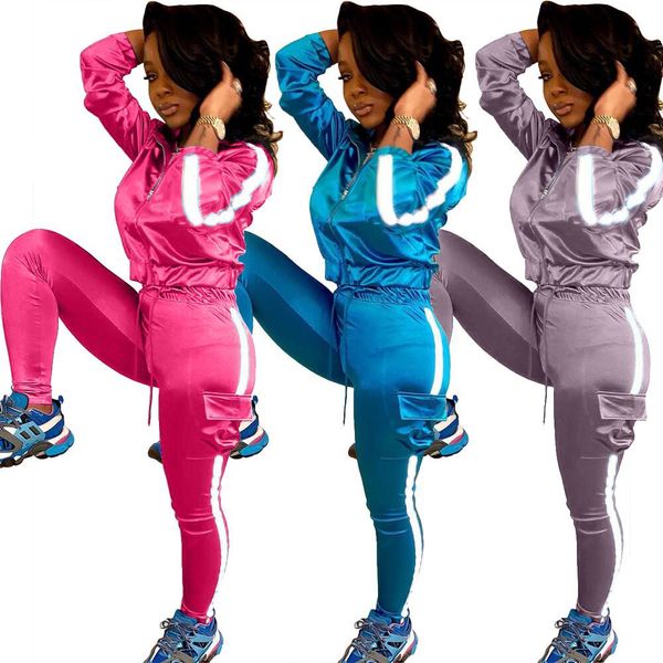 women long sleeves side reflective stripes zipper coat bodycon elastic waist skinny pants casual club party tracksuit two piece pants sets, White
women long sleeves side reflective stripes zipper coat bodycon elastic waist skinny pants casual club party tracksuit two piece pants sets, White