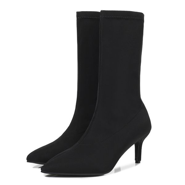 new fashion pointed suede candy color set foot solid color long boots with multi-color explosion women's boots, Black
new fashion pointed suede candy color set foot solid color long boots with multi-color explosion women's boots, Black