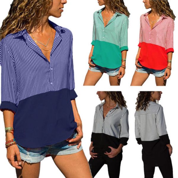 2018 new fashion women stripe splice blouses shirt long sleeve stripe shirt lady casual loose blouse plus size s-5xl, White
2018 new fashion women stripe splice blouses shirt long sleeve stripe shirt lady casual loose blouse plus size s-5xl, White