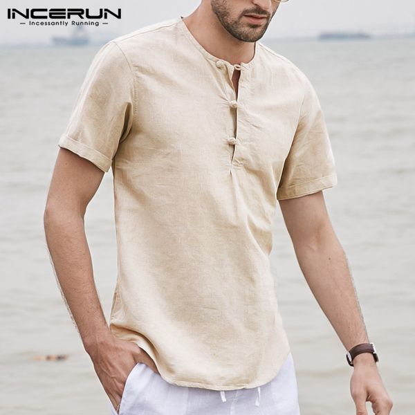 men shirt button cotton solid short sleeve chinese style casual business brand shirts men streetwear blouse camisa 2019 incerun, White;black
men shirt button cotton solid short sleeve chinese style casual business brand shirts men streetwear blouse camisa 2019 incerun, White;black