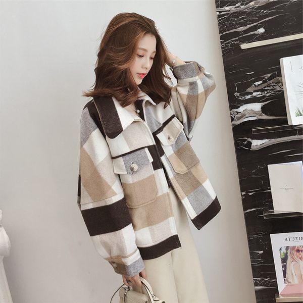 plaid zipper short coat for women wide-waisted wool coat and jacket sweet turn-down collar full women clothes 2018, Black
plaid zipper short coat for women wide-waisted wool coat and jacket sweet turn-down collar full women clothes 2018, Black