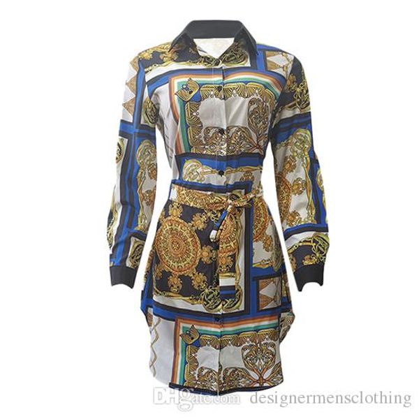 women printed shirt dress designer single buttlefly sleeves party dresses button bow casual belt clothing female, White;black
women printed shirt dress designer single buttlefly sleeves party dresses button bow casual belt clothing female, White;black