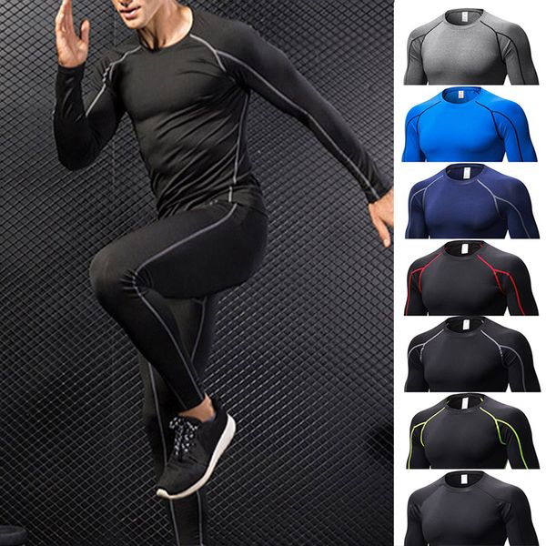 men fitness training suits stretch quick-drying suits long sleeves trousers compression base layer t-shirt leggings, White;black
men fitness training suits stretch quick-drying suits long sleeves trousers compression base layer t-shirt leggings, White;black