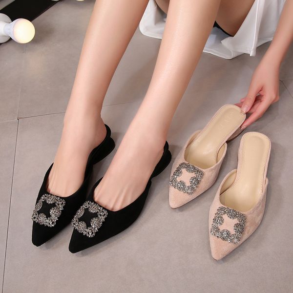 summer new slipper women's pointed rhinestone low heel all-match comfortable shallow mouth large size 41-43 fat wide, Black
summer new slipper women's pointed rhinestone low heel all-match comfortable shallow mouth large size 41-43 fat wide, Black