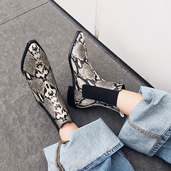 ins women ankle booties 22-25 cm length snake pattern wild shoes woman pointed toe europe and united states boots, Black
ins women ankle booties 22-25 cm length snake pattern wild shoes woman pointed toe europe and united states boots, Black