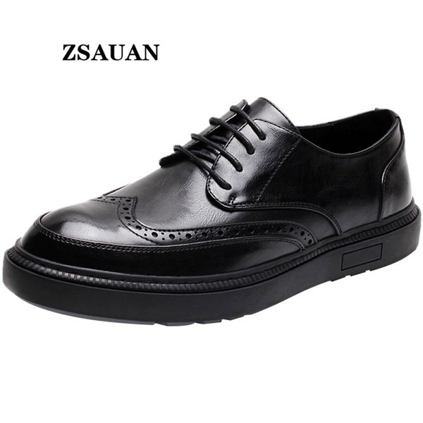 zsauan men new casual shoes young men footwear breathable leather rubber tide shoes non-slip lace-up brogue, Black
zsauan men new casual shoes young men footwear breathable leather rubber tide shoes non-slip lace-up brogue, Black
