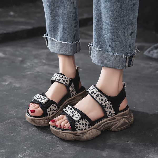 2020 sandals ladies shoes summer espadrilles platform wedge med suit female beige women's heels increasing height sale, Black