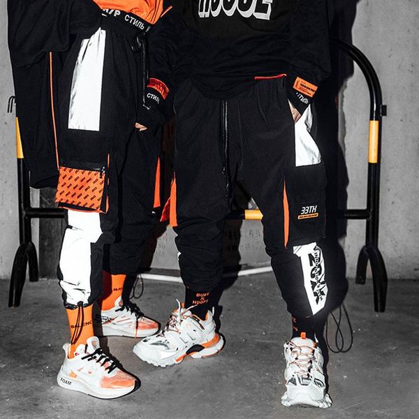 cargo jogger pants men pockets loose hip hop black orange joint sweatpants reflective light long trousers reflector t200113
cargo jogger pants men pockets loose hip hop black orange joint sweatpants reflective light long trousers reflector t200113