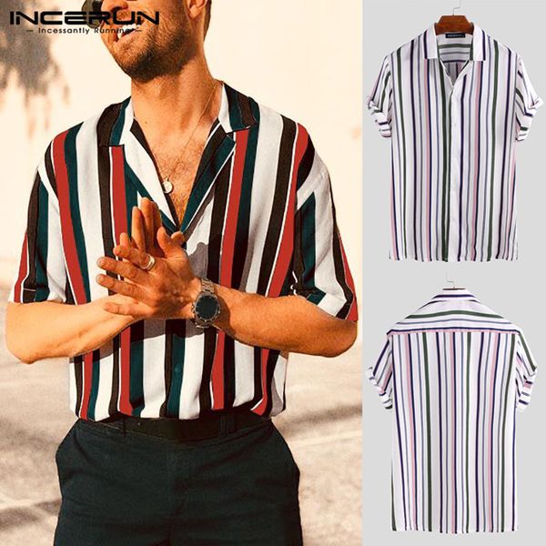 incerun beach hawaiian striped shirt men's casual stand collar fashion blouses 2019 striped short sleeved buttoncamisa masculina, White;black
incerun beach hawaiian striped shirt men's casual stand collar fashion blouses 2019 striped short sleeved buttoncamisa masculina, White;black