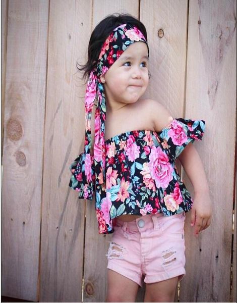 2019 1 to 6y newborn kids baby girls clothes set off shoulder floral headband, White
2019 1 to 6y newborn kids baby girls clothes set off shoulder floral headband, White