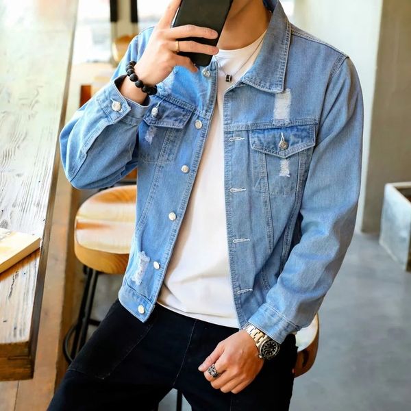 with holes jeans coat men's korean-style students handsome loose cowboy clothing autumn clothes 2019 new style trend, Black;brown
with holes jeans coat men's korean-style students handsome loose cowboy clothing autumn clothes 2019 new style trend, Black;brown