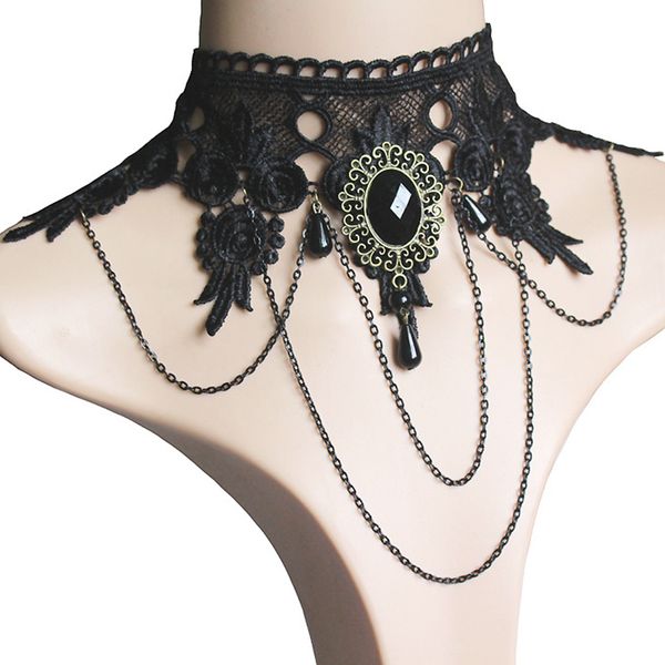 2018 new women lace choker beads tassels chain pendant necklace for wedding party, Golden;silver
2018 new women lace choker beads tassels chain pendant necklace for wedding party, Golden;silver