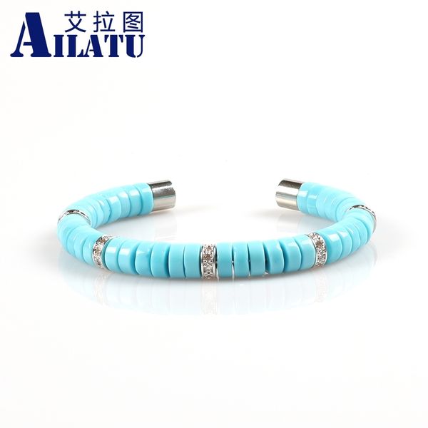 ailatu stainless steel circle stringing blue glass beads and copper spacer micro pave cz open bracelets for lovers, Golden;silver
ailatu stainless steel circle stringing blue glass beads and copper spacer micro pave cz open bracelets for lovers, Golden;silver